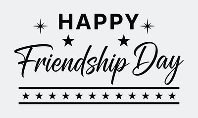 Obraz premium Happy Friendship Day Celebration Lettering Design with Stylish Handwritten Typography and Decorative Elements Vector Illustration