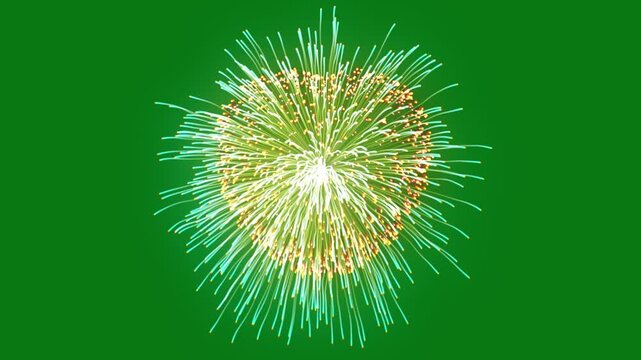 Abstract burst pattern fireworks set, Golden firework texture, transparent background. Design, Isolated png illustration, design element for holidays, Golden firecracker, green background. 4k video