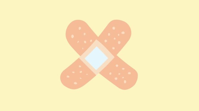 2D Animated Adhesive Bandage with Cross Shape for First Aid
