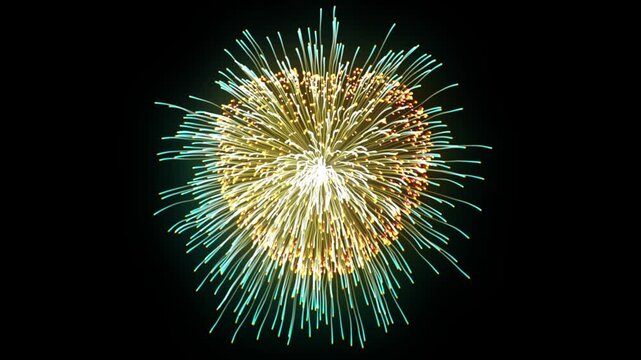 Abstract burst pattern fireworks set, Golden firework texture, transparent background. Design, Isolated png illustration, design element for holidays, Golden firecracker,  black background. 4k video