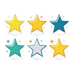 Obraz premium Colorful star icons set on transparent background