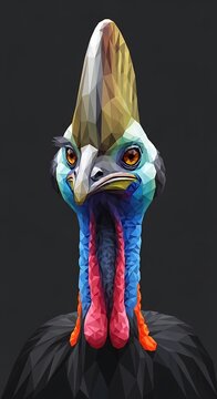 Colorful handcrafted paper mache mask with bright feathers.