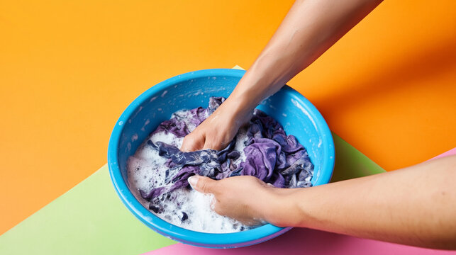 Washing clothes by hand home step-by-step guide indoor close-up view handwashing techniques