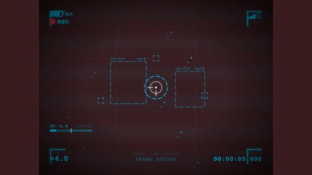 Sci-fi camera recording interface with digital hud overlays