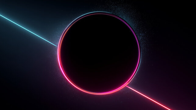Dynamic neon circle action abstract environment graphic design futuristic viewpoint vibrant concept for digital art