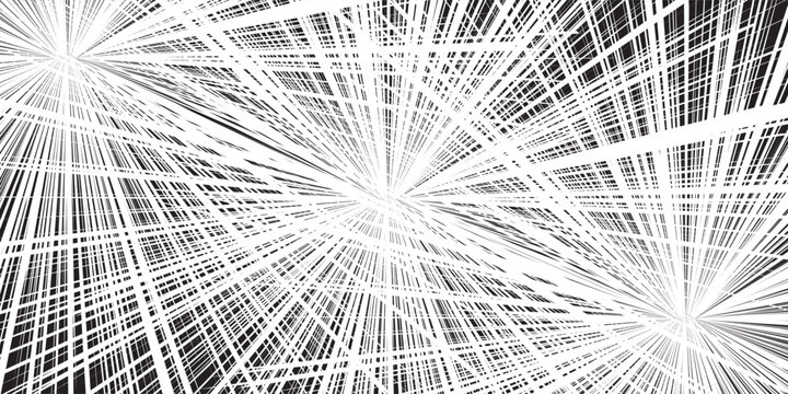Abstract radial black line speed zoom for comic cartoon background vector illustration.