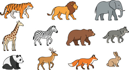Obraz premium Modern Wildlife Animal Vector Collection