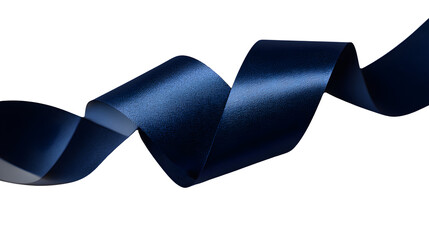 Obraz premium High-quality studio shot of sleek dark blue text banner, classic ribbon label for corporate headings or badges, clean composition, minimalist aesthetic, clean white background