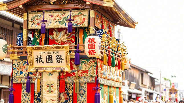 Elaborate float decorations during Gion Matsuri festival in Kyoto  