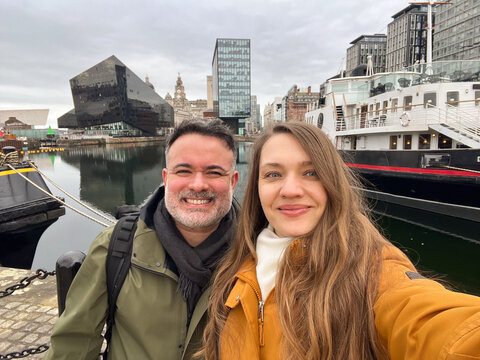 Couple Selfie At Royal Albert Dock, Liverpool, UK