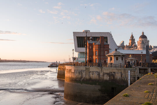 Sunset Waterfront View of Liverpool, UK