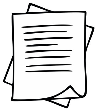 Line art of stacked documents and paper sheets for office or school assignments and tasks illustration