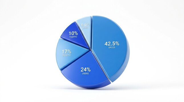 Blue pie chart business statistics icon