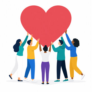 Community Support Teamwork Heart Vector Illustration