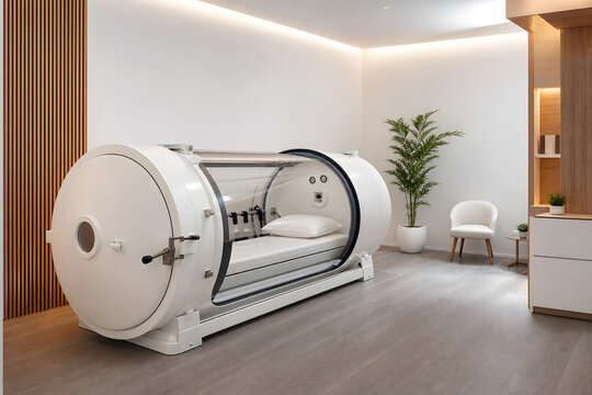 Modern Hyperbaric Oxygen Therapy Chamber In Minimalist Clinic