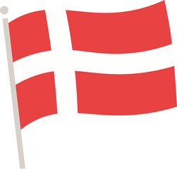 Obraz premium Danish Flag Waving on Pole vector shape
