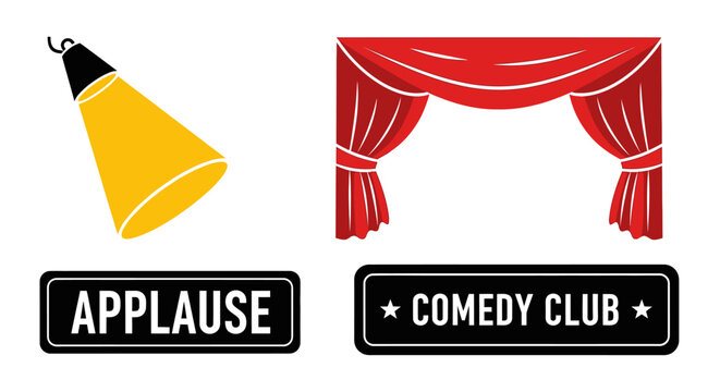 Spotlight on Comedy Club Stage with Applause Sign