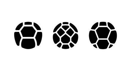 Fototapeta premium Three black soccer balls icons on white background, isolated
