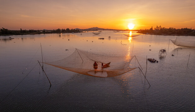 Fishing Nets at Sunrise