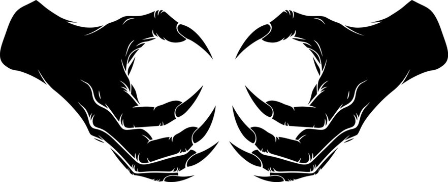 Pair of black monster claw hands illustration.