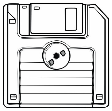 Retro 3.5 inch floppy diskette icon representing vintage data storage and old computer technology