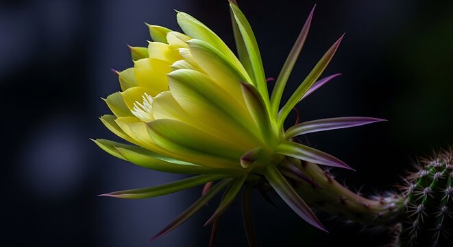 Night blooming cereus blossom a detailed macro shot of a rare desert cactus flower