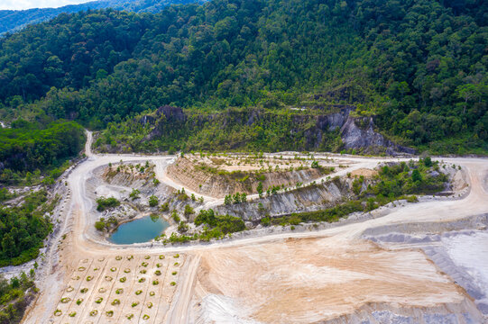 Aerial view view of Hat Som Pan Reservoir is in Hat Som Pan Subdistrict, Mueang District, Ranong Province