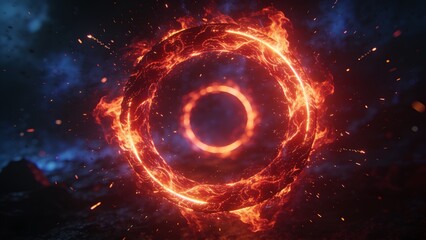 Obraz premium Fiery Red Energy Portal Ring Background