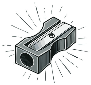 Classic Metal Pencil Sharpener With Rays Emanating From It