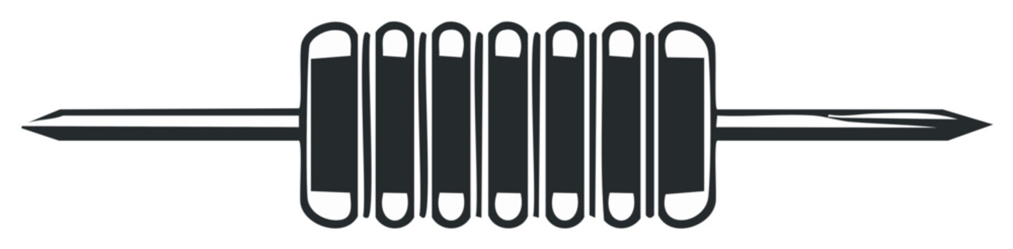 Single Electronic Component Resistor with Bands Illustration for Circuits and Electrical Engineering Designs