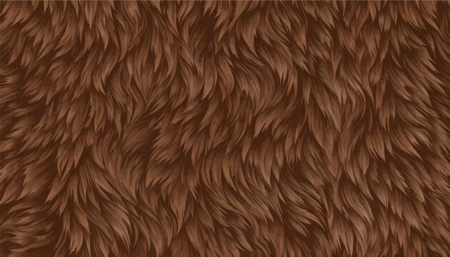 Seamless brown fur texture vector background. Detailed fluffy animal hair pattern, perfect for winter designs, wild animal coats, teddy bear textures, and cozy digital art.