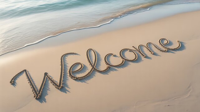 Beach party welcome summer vibes tropical paradise bright colors

