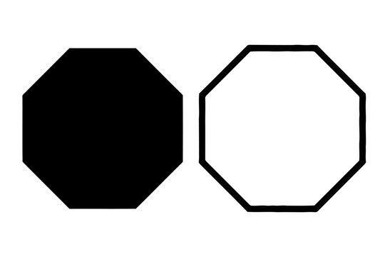 Solid and outlined black octagon icons on white background, minimalist geometric design