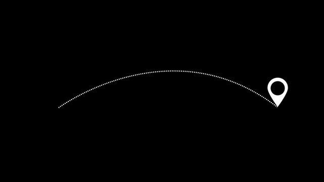 "Location Tracking and Navigation Route Between Starting Point and Destination Marker on Dark Background"
