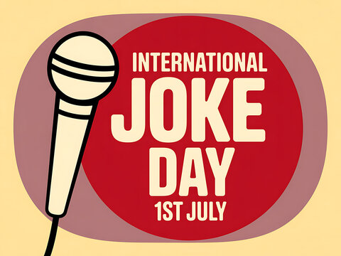 International joke day illustration with microphone on colorful background