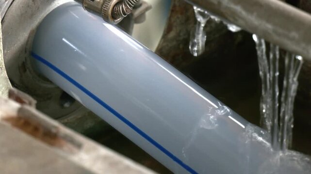 Polyethylene pipe product. Production of silicone hoses. Industrial Blender For Polymers Closeup