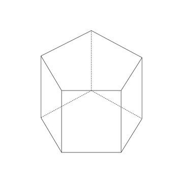 Geometric shapes, pentagonal prism icon. Simple line, outline vector