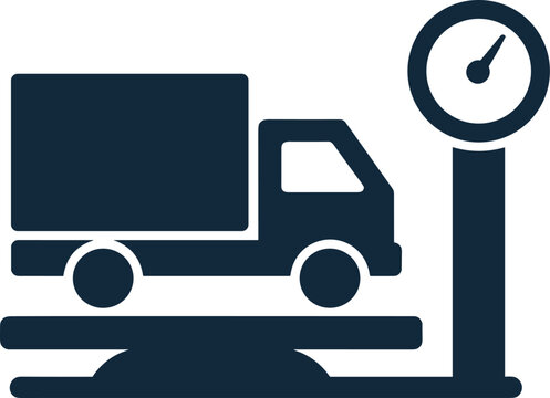 Truck Weighing Scale Icon Silhouette Dark Blue vector illustration