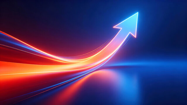 Glowing Upward Arrow with Light Trails