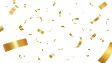 Shiny gold confetti pieces falling down for a festive party celebration or a happy birthday event Vector © ANOWARUL