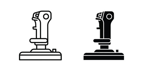 Retro gaming joystick icon isolated on white background with clean lines and solid fill contrast © RafikulStock