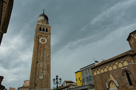 Historic bell tower in Chioggia, Italy