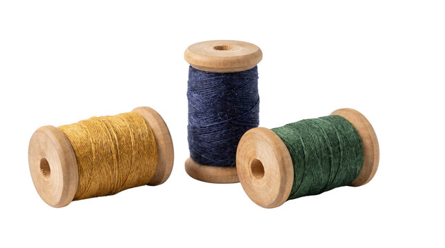 Sewing thread spools for fashion, tailoring, handmade products and craft projects. Isolated on White background.