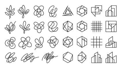 Fototapeta premium Hand Drawn Vector Alphabet Font Set with Icons Symbols and Business Elements Collection