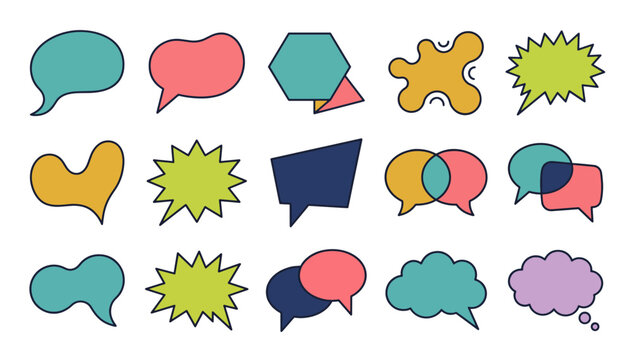 Colorful Speech Bubble Sticker Set for Chat and Communication Design Vector Collection