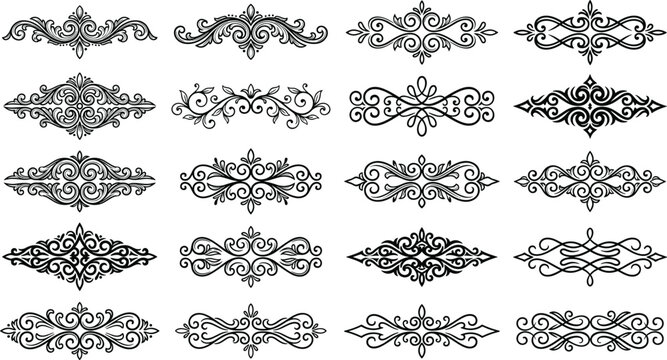 Collection of intricate floral and scrollwork decorative border designs.