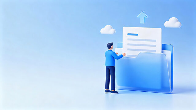 Man Uploading File to Folder