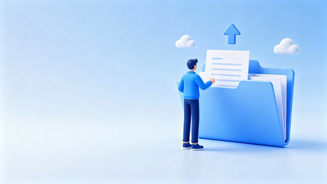 Man Uploading File to Folder