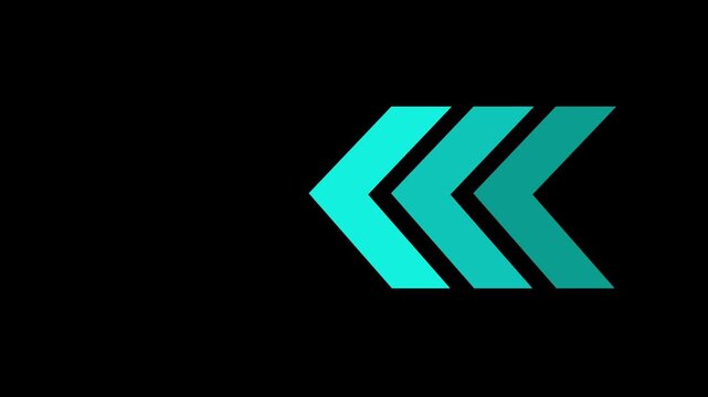 arrow extending on black background .arrows sign right to left animation concept, arrow loop animation left direction concept, arrow loading icon animation