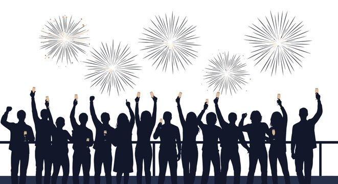 People celebrating with champagne and fireworks at a party